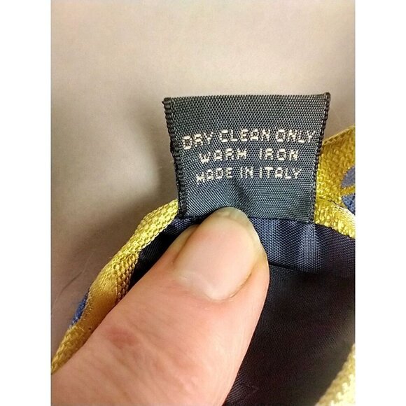 Ermenegildo Zegna Men's 100% Silk Italy Yellow & Blue Geometric Tie Necktie - Picture 6 of 8